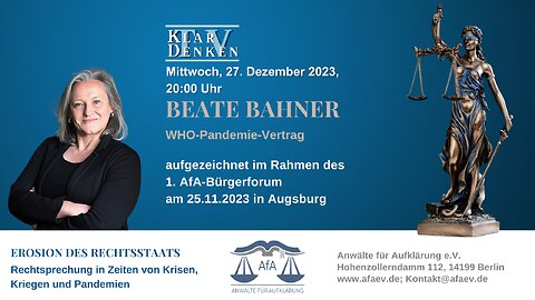 🔴💥Vortrag von Beate Bahner zum Thema: WHO-Pandemie-Vertrag💥