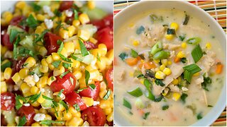 Healthy sweet corn with vegetables