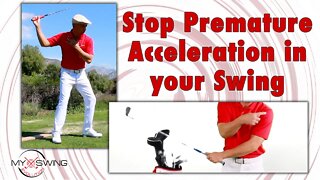 How to PREVENT PREMATURE ACCELERATION in your GOLF SWING! Golf Drill to STOP EARLY EXTENSION