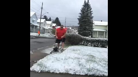 Cutting your grass in Pennsylvania in autumn.