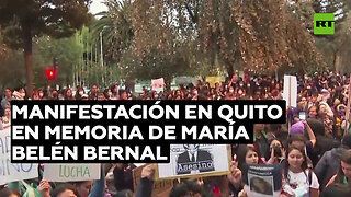 Manifestación en Quito en memoria de María Belén Bernal a un año de su asesinato