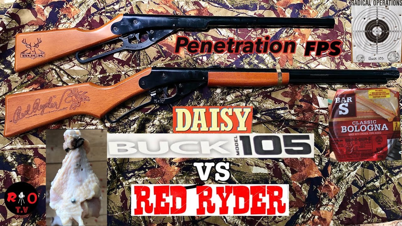 Daisy Red Ryder vs Daisy Buck Full Review Shooting Chicken Slow Motion  Comparison Penetration FPS