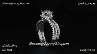 BBR 673-Set Diamond Engagement Ring Set By BloomingBautyRing.com