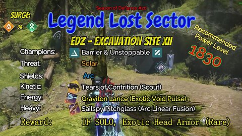 Destiny 2 Legend Lost Sector: EDZ - Excavation Site XII on my Void Hunter 5-8-23