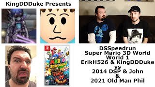 Abridged SM3DW World 1 (DSSpeedrun) ErikH526 & KingDDDuke VS DSP & John (2014) & DSP (2021)#TiHYDPA1