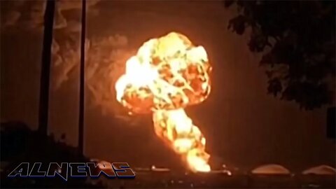 Video captures oil tank exploding into massive fireball