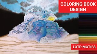 ⏩AMON SÛL(15) How to color night scene with pencils. Coloring book design, LOTR motifs