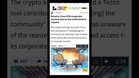 Binance Froze $1M Corporate Account Due to Law Enforcement Request @AltcoinDaily @everythinghindi