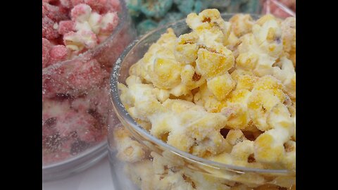 How to Make Easy Sweet Popcorn (Como fazer Pipoca Doce,Colorida,Saborizada com Leite em pó)