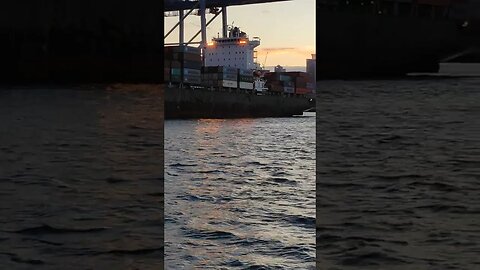 Cargo ship at dusk on the way home on Friday night.