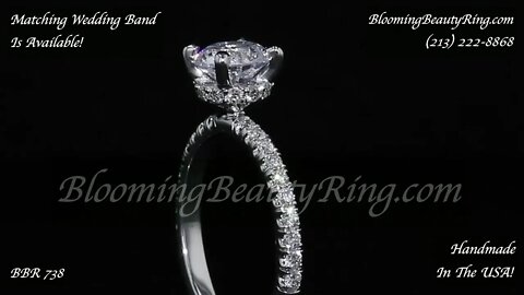 BBR 738 Hidden Halo Unique Engagement Ring Handmade In The USA