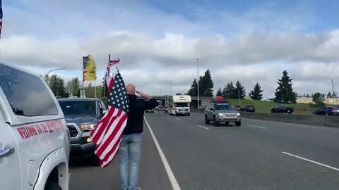 Paying our respects as we wait to fall in line with The People’s Convoy in WA state.