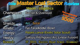 Destiny 2 Master Lost Sector: Moon - K1 Logistics on my Warlock Solo-Flawless 12-5-22