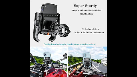 Motorcycle Phone Holder Wireless Charger | Motorbike Mirror Mobile Stand Support USB Fast Charging