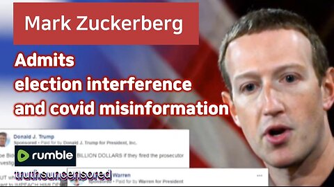 MARK ZUCKERBERG Admits the truth about election interference and covid misinformation
