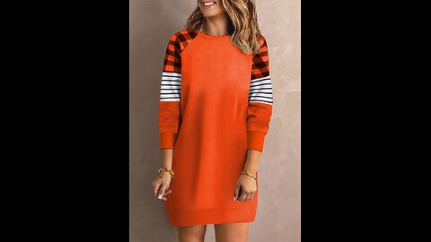 Plaid Striped Splicing Sweatshirt Dress for women