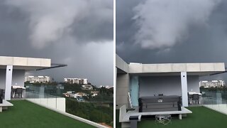 Extreme close-up footage of tornado forming in Caracas