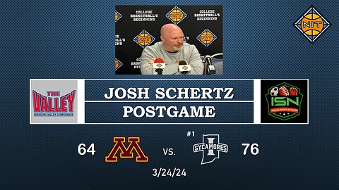 Post-Game with Indiana State's Josh Schertz After 76-64 Win Over Minnesota in 2nd. Round of NIT