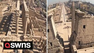 Stunning footage shows paramotor pilot gliding over Egypt's Luxor temple