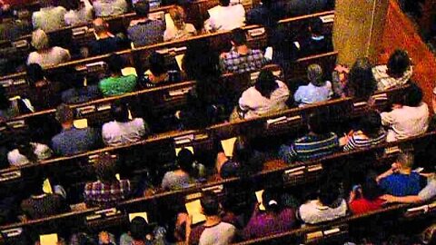 Pan of Inside crowd at St Pauls Eucharist Adoration Service