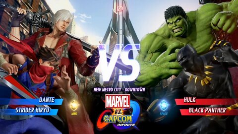 Dante & Strider Hiryu VS Hulk & Black Panter Marvel vs Capcom Infinite