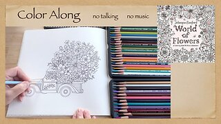 Calming Stress Relief Color Along Johanna Basford's "World of Flowers" Coloring Book ASMR no talking