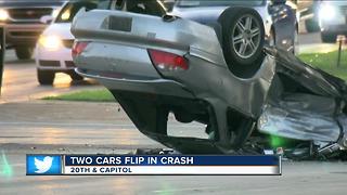 Two cars flip in crash