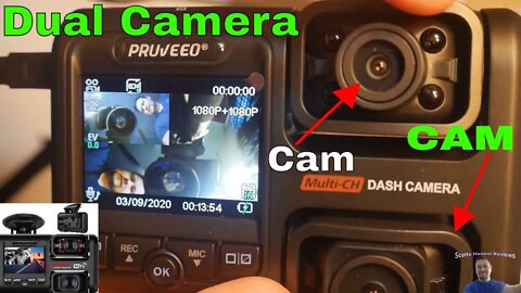 Pruveeo D30H Dash Cam with Infrared Night Vision and WiFi, Dual 1080P Front and Inside, Dash Camera