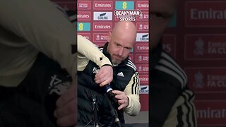 Erik ten Hag destroying the mic at the start of today's press conference 😂😂