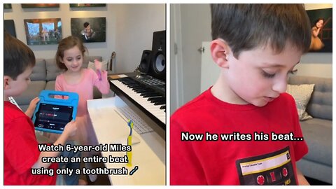 6-Year-Old Miles Creates a Trap Beat using a Toothbrush!