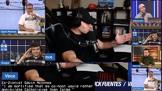 (short clip, digital zoom) Gavin McInnes RAGE QUITS Elijah Schaffer, Nick Fuentes debate