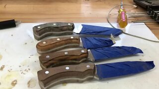 Hand sanding and polishing knife handles