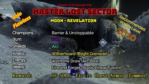 Destiny 2 Master Lost Sector: Moon - K1 Revelation on my Warlock Solo-Flawless 2-23-23