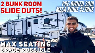 2 Bunk Room Slide Outs AND MAX SEATING | Pre-Owned 2019 Mesa Ridge 427BHS