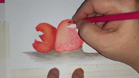 Como pintar Morangos🍓 com lápis de cor