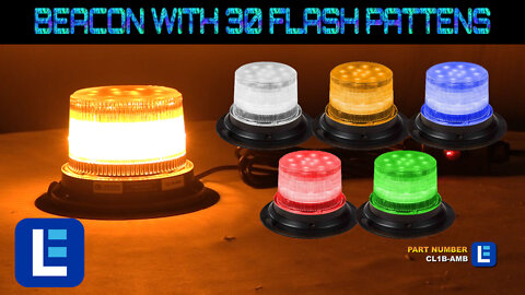 LED Beacon Strobe Light with 30 Flashing Light Patterns - Permanent Surface Mount - 1440 Lumens