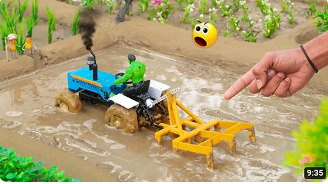 Diy mini tractor PART-15 ploughing a muddy field | science project