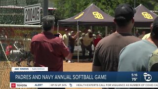 Padres alumni softball game with the Navy