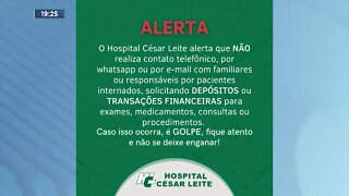 Manhuaçu: Golpistas estão usando o nome do Hospital César Leite para enganar População.
