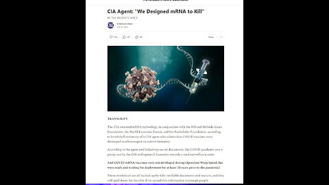 ☠️ 💉💉💉 👀 OH 👀 LOOK 👀💉💉💉☠️ CIA Agent: “We Designed mRNA to Kill”☠️