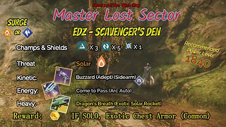 Destiny 2 Master Lost Sector: EDZ - Scavenger's Den on my Solar Warlock 12-17-23