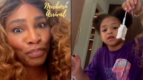 Serena Williams Daughter Olympia Thinks Mommy's Feminine Product Is A Cat Toy! 😭