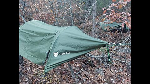 Night Cat Camping Hammock Tent with Mosquito Net and Rain Fly 1-2 Persons Backpacking Bivvy Gro...