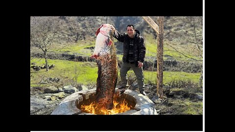 I Caught A Huge Fish and Cooked It in a Big Tandoor Fish Day in the Village_720p