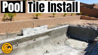 POOL TILE INSTALLATION - TIMELAPSE - HOW TO TILE A POOL