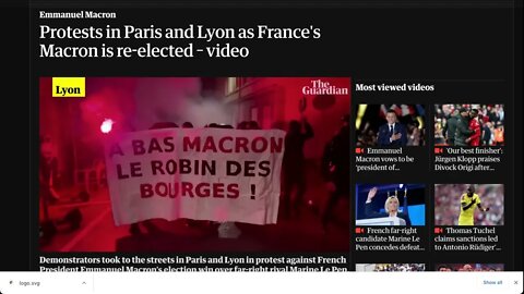法國馬克龍再次當選. 巴黎和里昂抗議活動