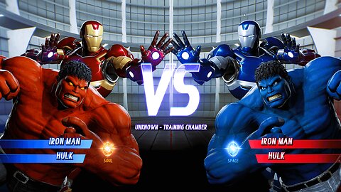 Iron-man & Hulk (Red) vs Iron-man & Hulk (Blue) (Hardest AI) Marvel vs Capcom : Infinite