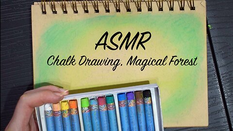 ASMR Chalk Drawing Magical Green Forest | Sketching and Paper Sounds | (No Talking)