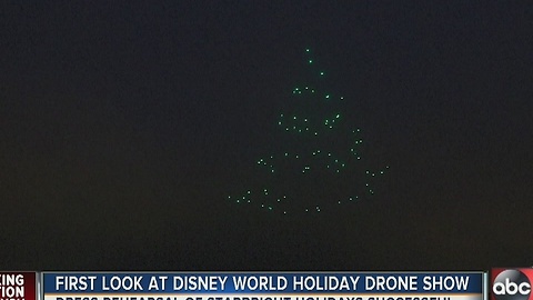 First look at Disney World holiday drone show