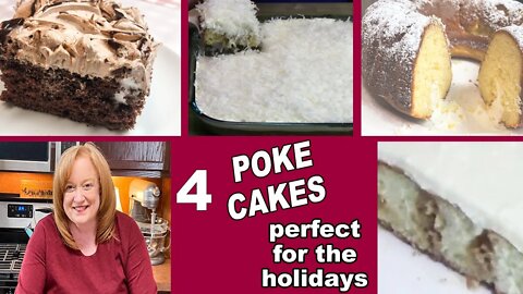 4 Holiday Perfect POKE CAKE Recipes | Cinnamon Roll | Twinkie | Hot Chocolate | Coconut Creme